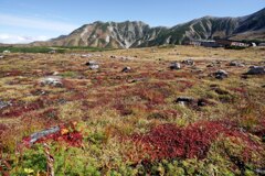 赤く染まる立山室堂