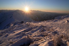 雪山の夕暮れ