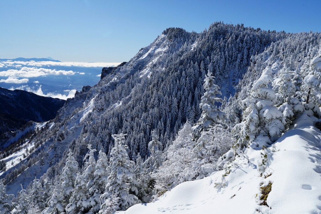 雪のベールの黒斑山