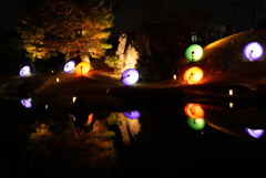 和傘灯る庭園