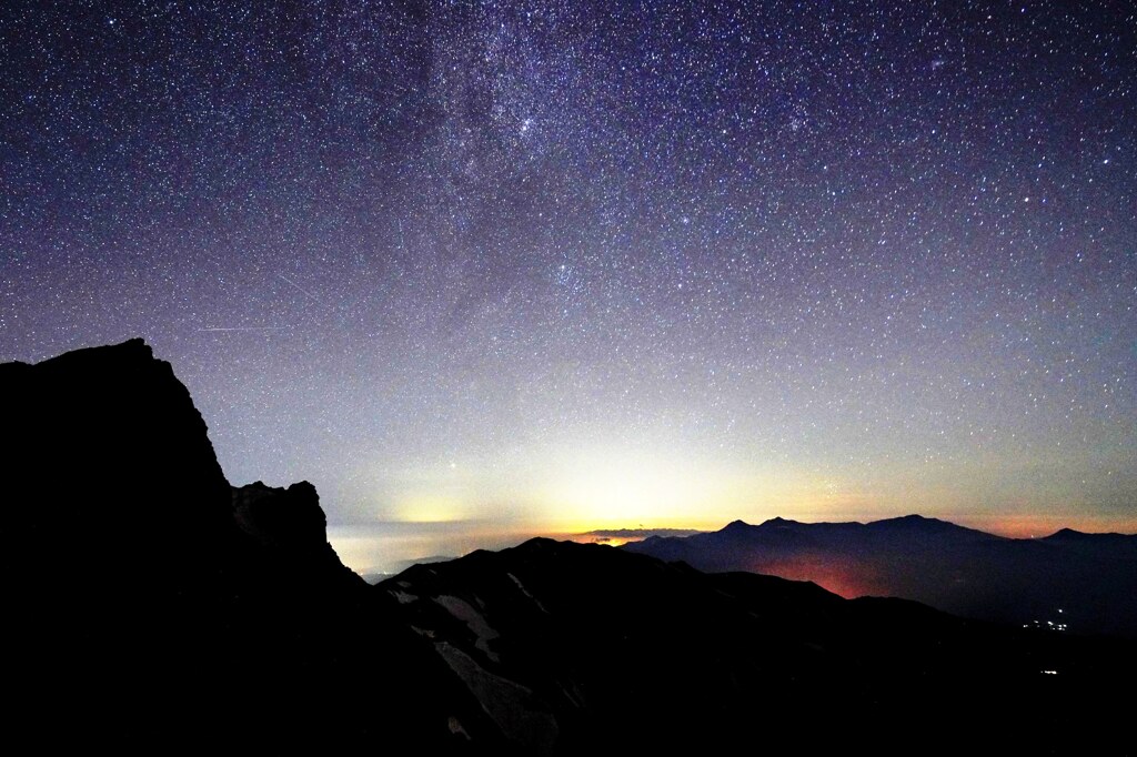 白馬に掛かる星
