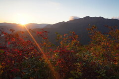 朝陽差す荒沢岳