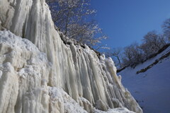 小滝氷瀑　流れる滝