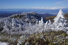 霧氷化粧の四阿山