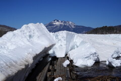 雪割れの木道