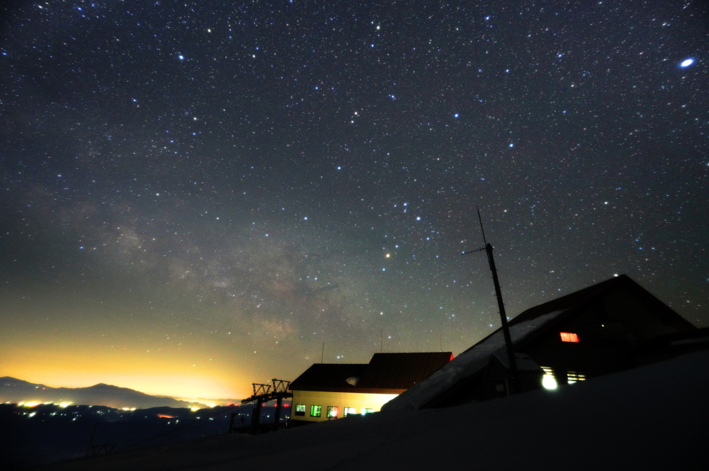 八方池山荘の夜