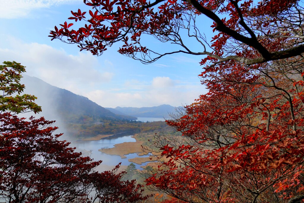 ヤシオ色付く秋の赤城山