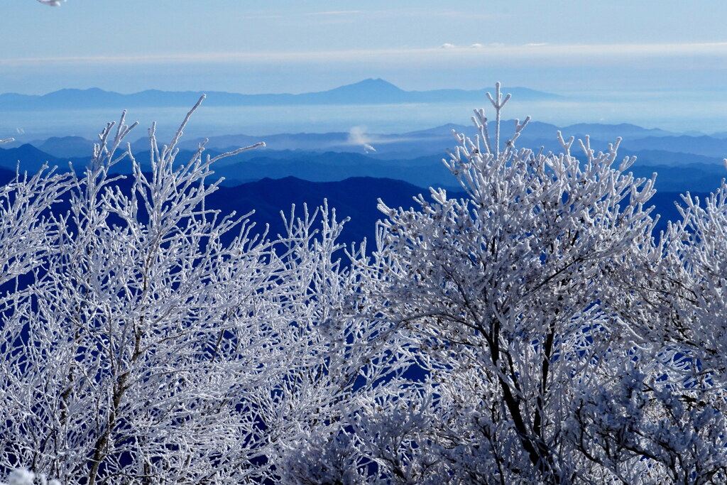 霧氷と筑波山