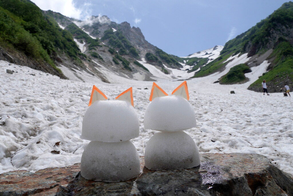 白馬大雪渓と猫耳