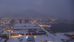 吹雪の函館ベイエリア
