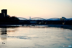 朝焼けと利根川と群馬大橋