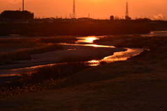 夕方の川