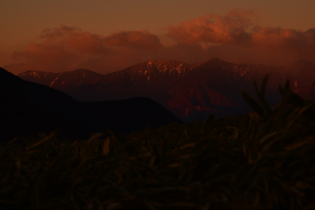 南アルプスの朝焼け