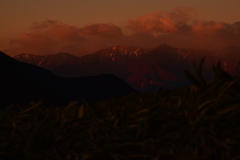 南アルプスの朝焼け