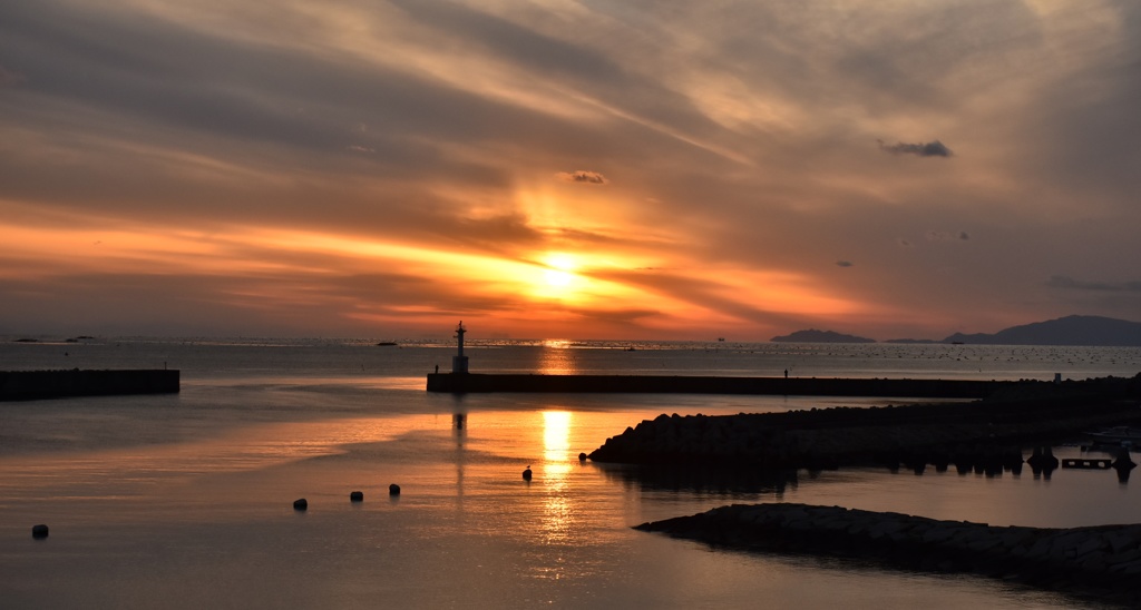 江井ヶ島海岸の夕景