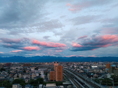 紅い雲と立山連峰