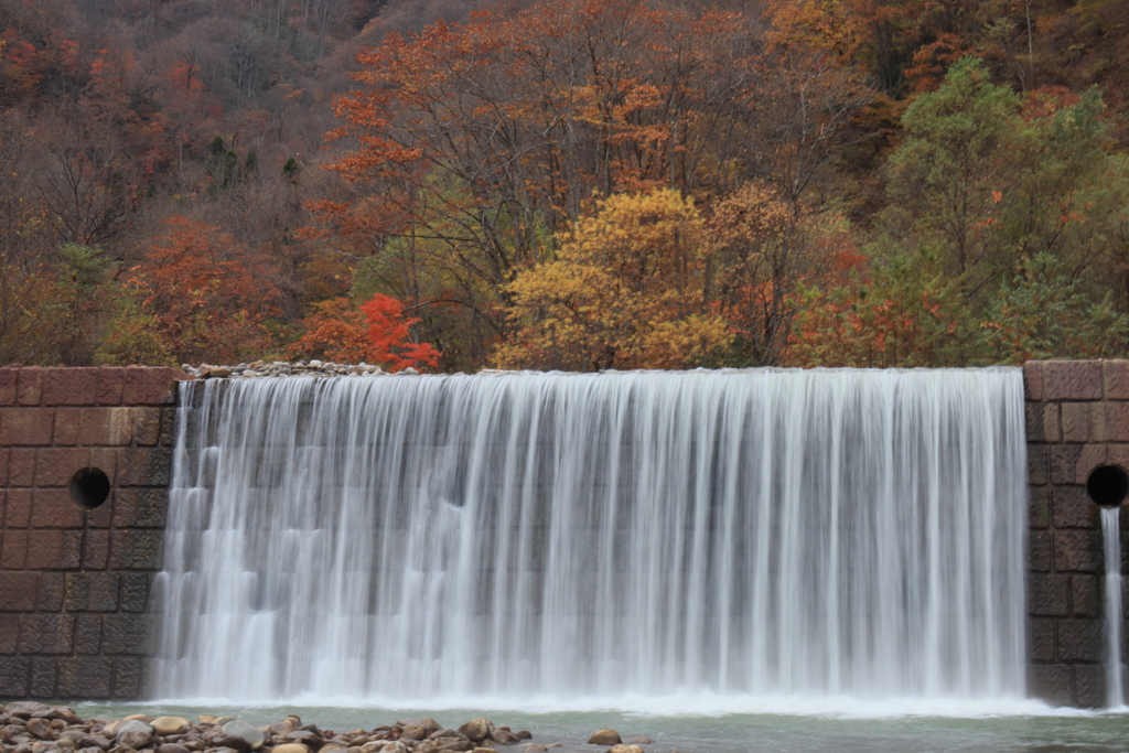 紅葉と砂防