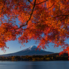 The majestic Mt. Fuji of autumn season