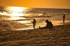 夕凪の釣り人たち
