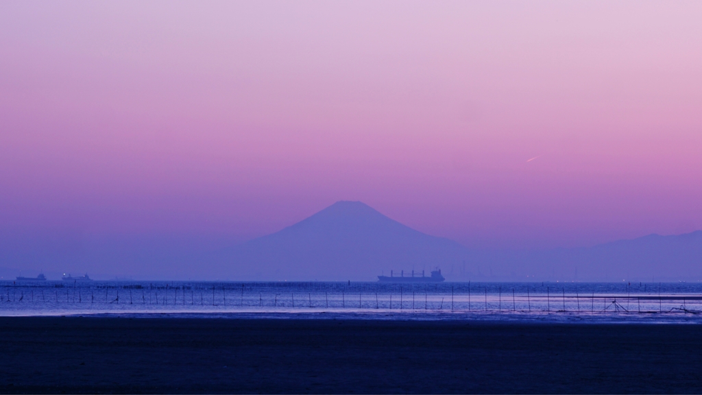 千葉県側から富士山を望む
