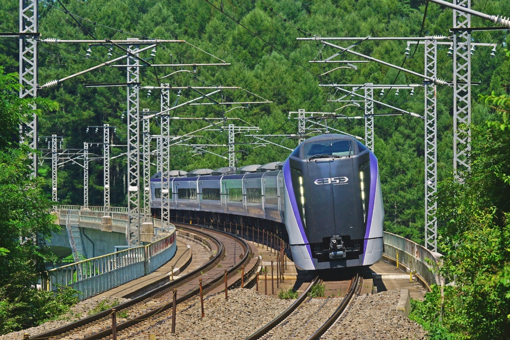 上り列車が下っていきます