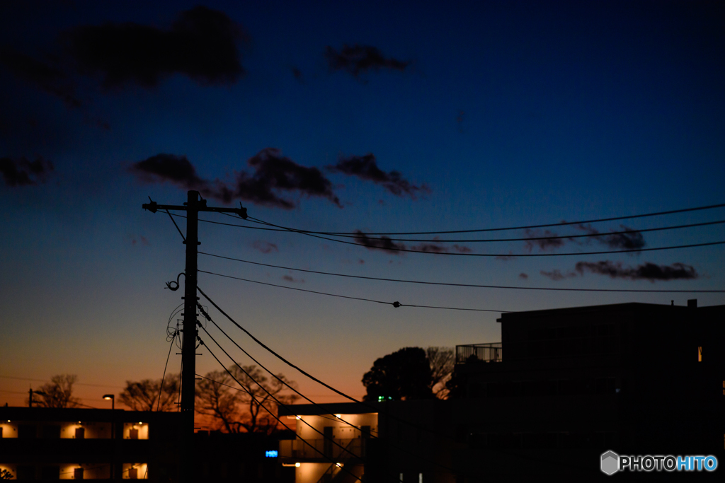 鮮やかな夕暮れ時