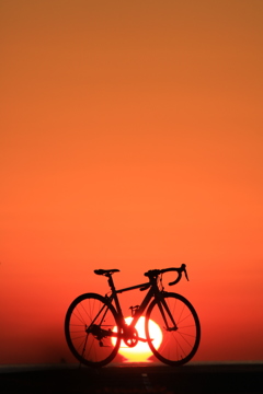 だるま夕日と自転車のコラボレーション