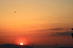 神戸空港からの夕日