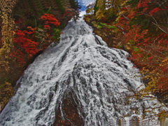 奥日光　豪快に流れる湯滝と紅葉