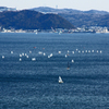 江の島　③青い海に白い帆いっぱい・・真冬です