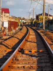 夕暮れの線路