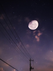 月と流れ星