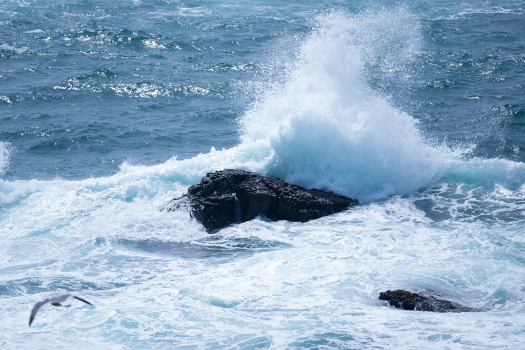 打ち付ける波しぶき。