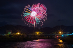鉄橋と花火３