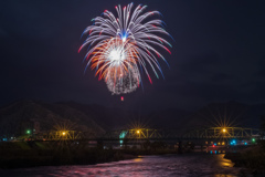 鉄橋と花火２