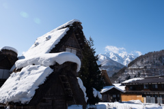 白川郷は雪景色