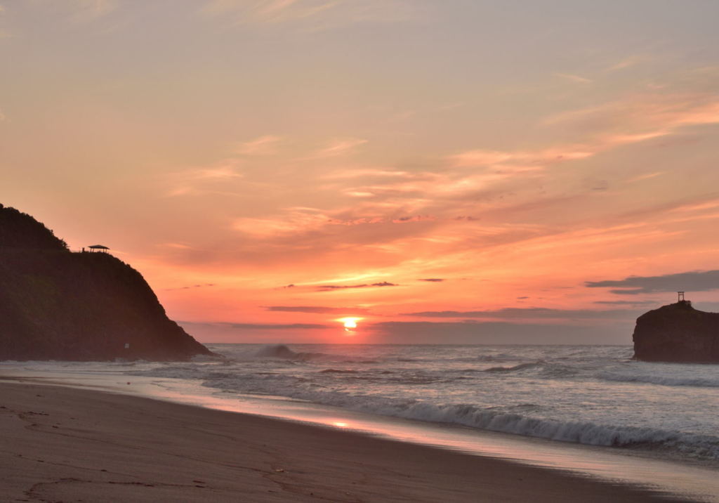 白兔海岸の夕日。