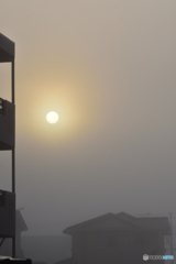 霧の中の朝日