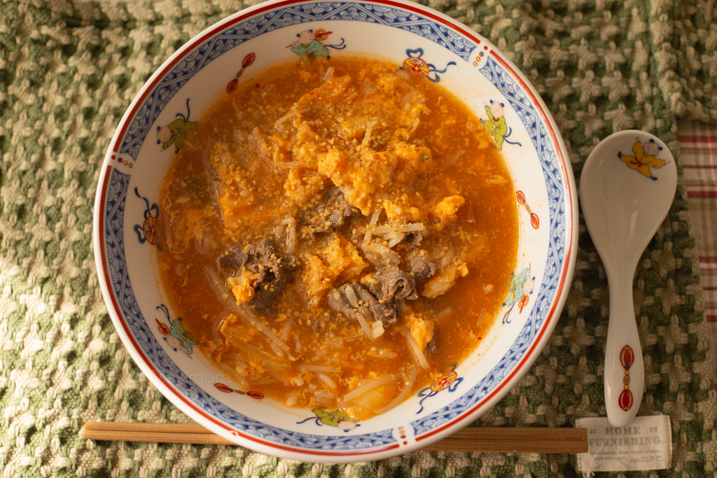 牛肉ともやしの韓国風雑炊