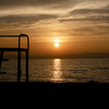 琵琶湖岸からの夕日