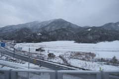 湖西線にて、電車の車窓からの雪景色２
