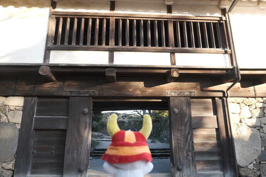 紅葉巡りに進むひこにゃん