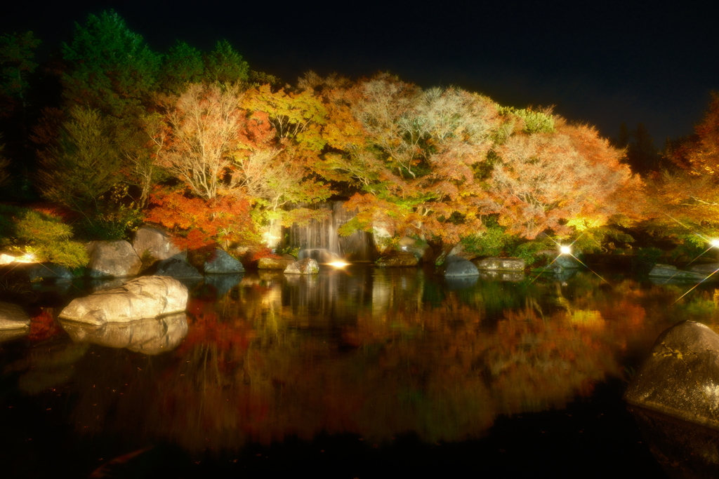 X-T5新調後、年末最後の紅葉ライトアップ(好古園)２