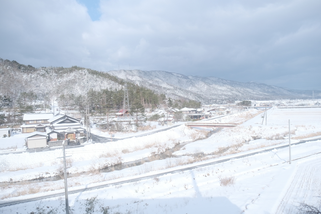 湖西線にて、電車の車窓からの雪景色１１