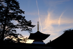 中山寺と飛行機雲