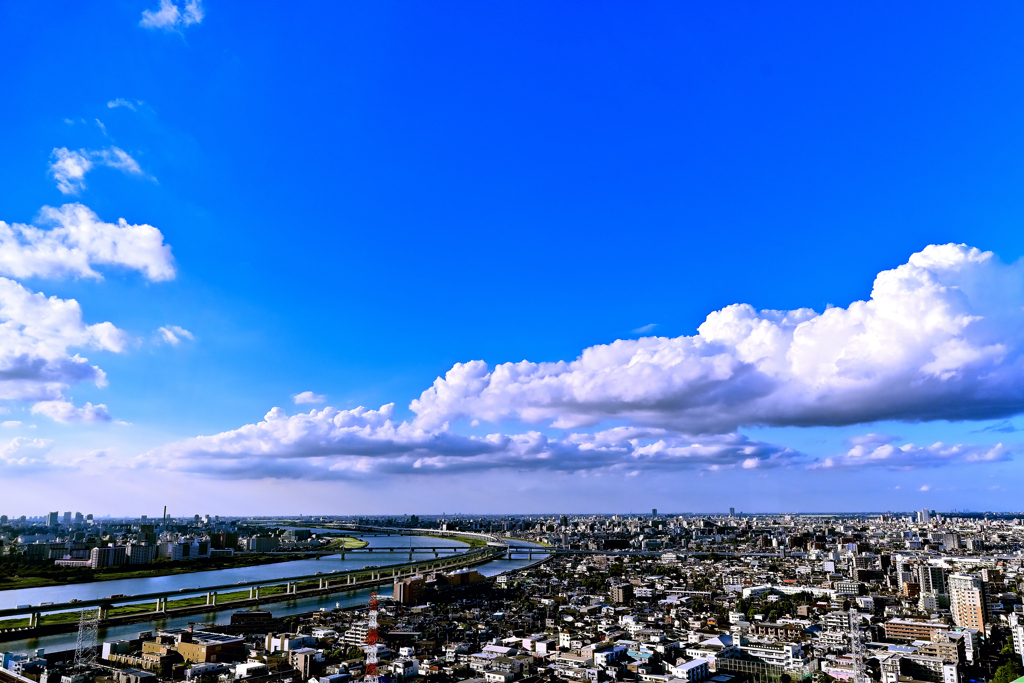 夏空・荒川と関東平野