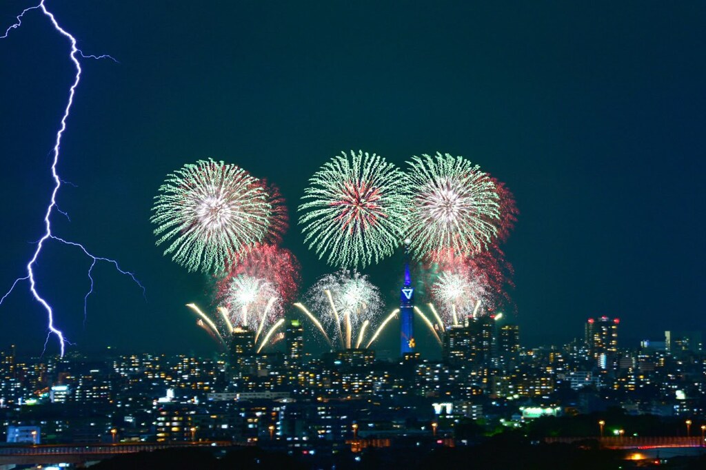 花火と雷