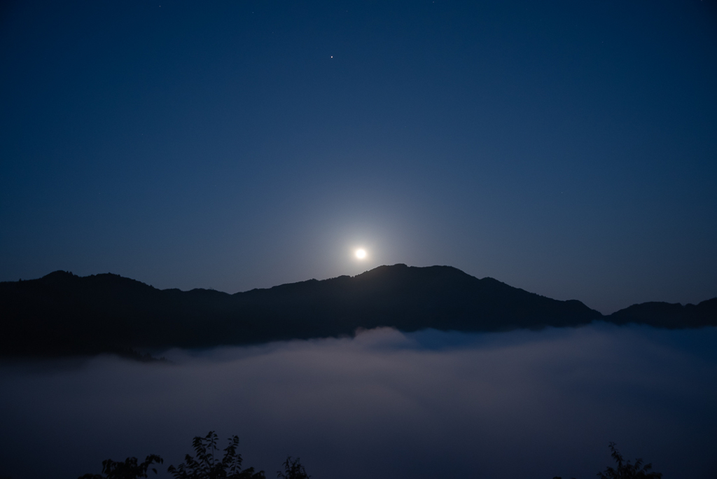 月光が照らす雲海