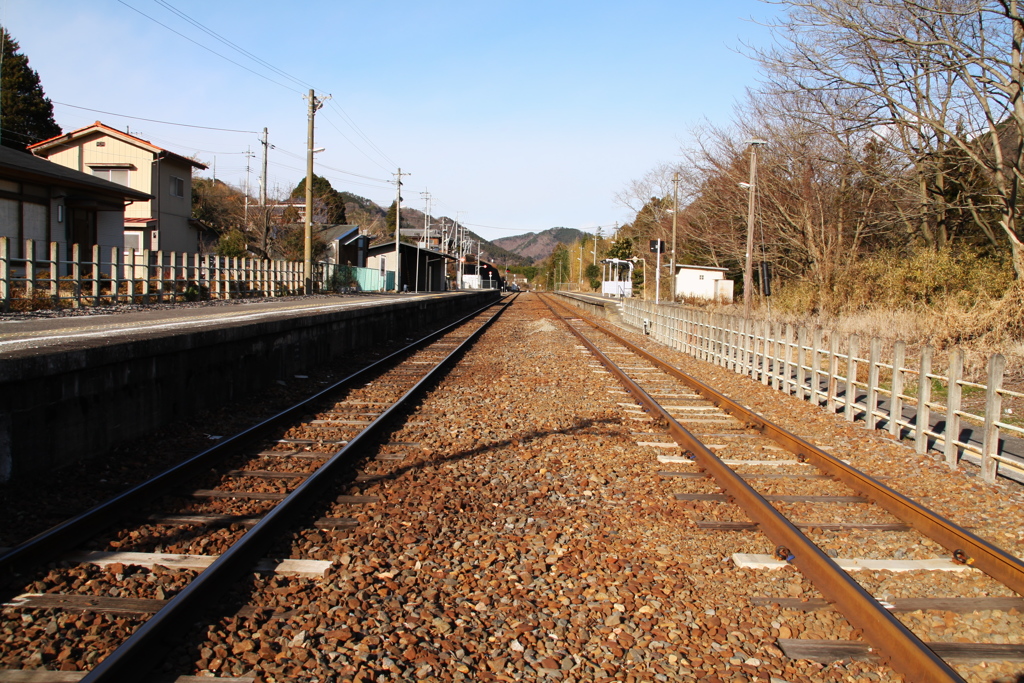 下小川駅　すれ違い線路　～以前の写真から