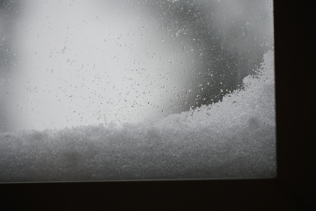 窓に積もる雪